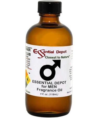 Essential Depot for Men Fragrance Oil - 4 oz - Supplied in 4 oz. Amber Glass Bottle with Black Phenolic Cone Lined and Safety Sealed Cap - Buy Online on GoSupps.com
