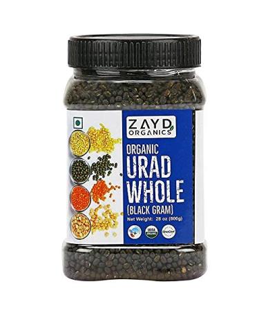 Zayd Organics Urad Whole, Black Matpe Lentils, USDA Organic, 1.75lbs (800g)