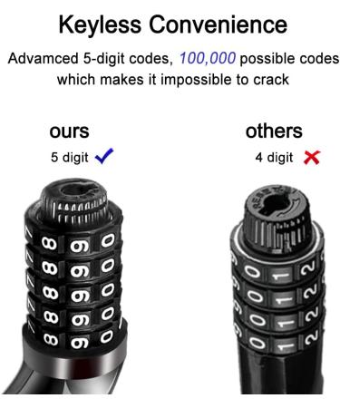 NDakter 4 Feet Bike Lock Cable - High Security 5 Digit Resettable Combination Coiling Bicycle Lock - Heavy Duty Anti Theft with Mounting Bracket - 1/2 Inch Diameter Black - Buy Online on GoSupps.com