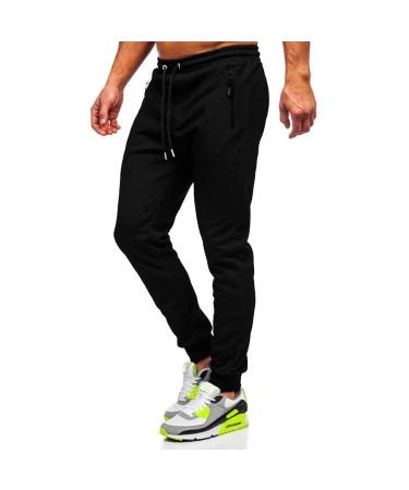 BUXKR Mens Casual Joggers Sweatpants for Jogging,Running or Athletic Activities Black Medium