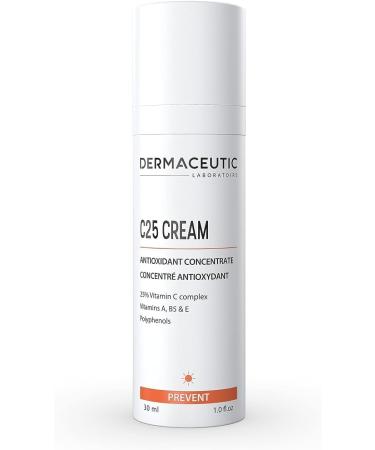 Dermaceutic C25 Cream - Antioxidant Day Cream with Vitamin C Vitamin E Vitamin B5 Vitamin E and Polyphenols - Protective face moisturizer for improved complexion and radiant skin - 30ml - Buy Online on GoSupps.com