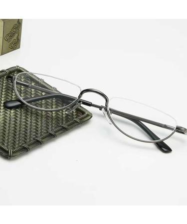 BILIZA Portable Half Moon Reading Glasses 3.5X - Ultra Thin Metal Semi Rimless Eyewear for Men & Women with Case - International Shipping Available - Buy Online on GoSupps.com