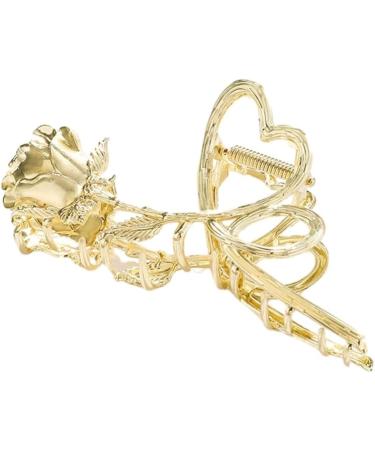hgnxa Metallic Feeling Rose Shape Hair Claw for Woman Girls Hair Clip for Long Hair slip Hair Clip Delicate Hair Clip Rhinestone gold - Buy Online on GoSupps.com
