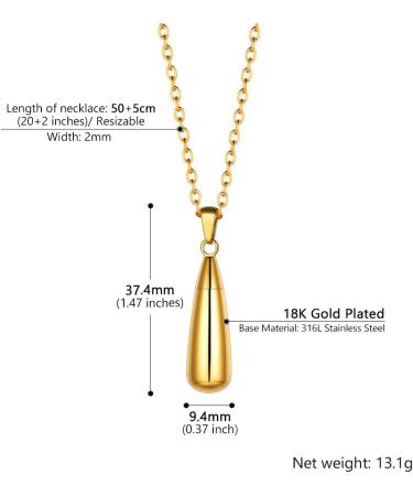 Personalized Prosteel Urn Chain Necklace - Memorial Ash Pendant with Cross Maria & Life Tree - 18K Gilded Stainless Steel - 55cm/50cm Chain - Buy Online on GoSupps.com