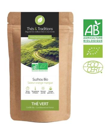 Th s & Traditions Organic Green Tea with Orange and Mango | 100g Loose Leaf Bag | Certified Organic Farming
