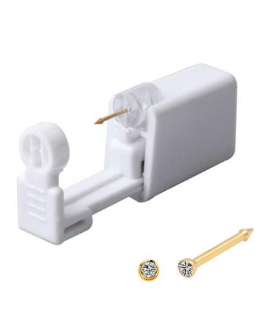 Nose Piercing Kit Nose Piercing Gun Disposable Safe Sterile Piercing Unit For Self Nose Studs Gold Color Piercing Gun Kit Tool Body Jewelry 1 Units (2mm White CZ-G201#) 1 Pack - Buy Online on GoSupps.com