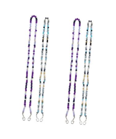 Frcolor 4 pieces of glasses mask chain napkin chain chain holder holding stone for the face extension of the face cover facial tape with clip strap straps glasses face mask pearls
