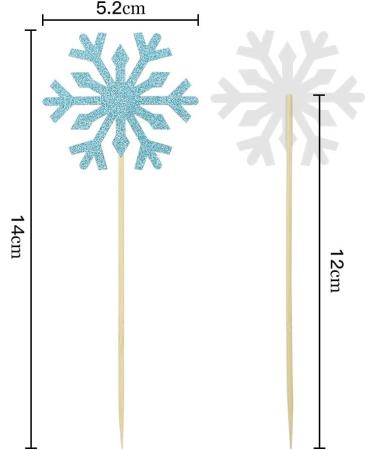 Newzc 30-Piece Snowflake Cake Topper Set - Glitter Cupcake Toppers in Silver Light Blue & Royal Blue for Weddings & Birthday Parties - Buy Online on GoSupps.com