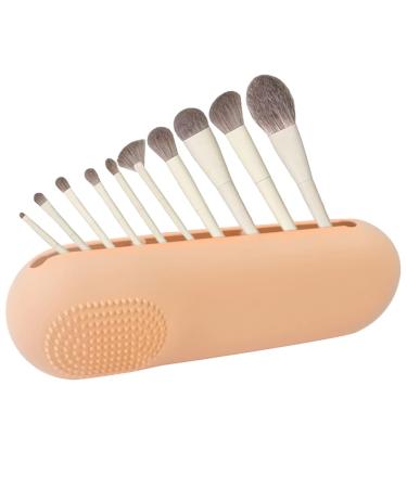 Travel Makeup Brush Holder Silicone Makeup Brush Holder Trendy Organizer Bag Case Waterproof Makeup Tools Holder For Women - Khaki