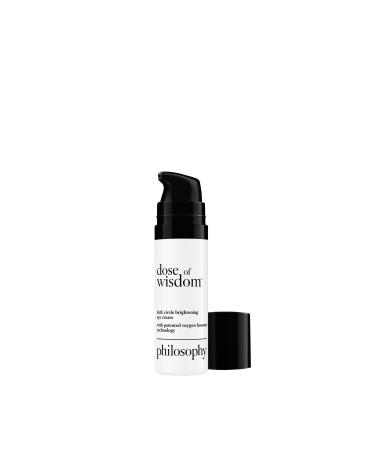 philosophy dose of wisdom dark circle eye cream - with hyaluronic acid vitamin C & caffeine - leaves skin hydrated & depuffs eye bags - 0.5 fl oz.
