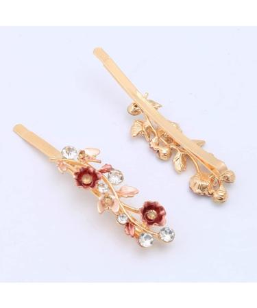 minkissy Rhinestones Flower Hair Pin French Vintage Barrettes Bobby Metal Gold Pin Hair Accessories for Women Girls 6 Color - Buy Online on GoSupps.com