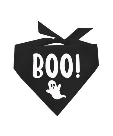 Boo! with Ghost Halloween Dog Bandana Black One Size Fits Most Black