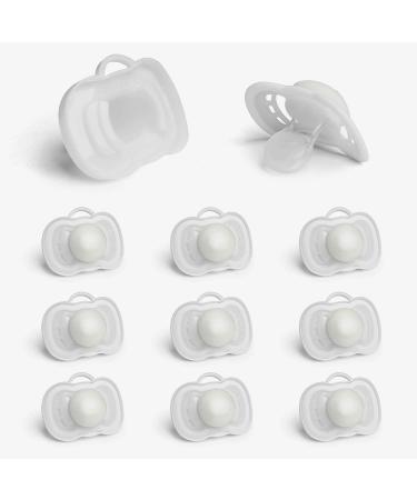 Herobility Gentle Pacifiers-Glow in the Dark-Protective Case-BPA-Free-Large Air Vents-6-24 Months-10-Pack-White/Night Glow 6+ Month
