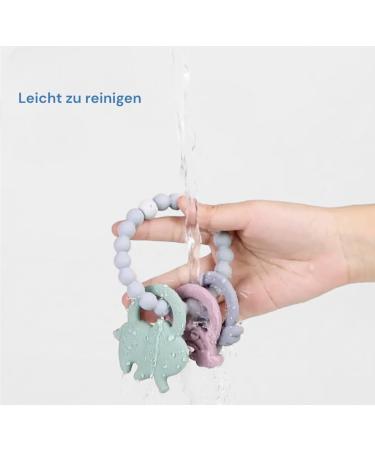 Shop BPA-Free Silicone Teething Toys - Moon Rainbow & Elephant Teething Rings in Mauve & Purple - Buy Online on GoSupps.com