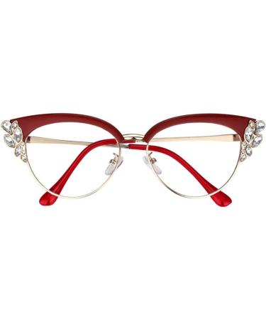 VOOGLAM Cat Eye Blue Light Blocking Glasses for Women | Stylish Anti-UV Eyewear with Crystal Accents - Reduce Eyestrain & Protect Your Eyes - Buy Online on GoSupps.com