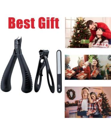 Heavy Duty Toenail Clipper Set - Sharp Ingrown Nail Clippers for Seniors Men Women & Kids - Professional Podiatrist Quality with Free Nail File (Black - Buy Online on GoSupps.com