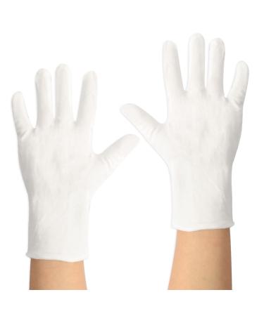 Jawflew 2 Pairs Cotton Gloves  White Gloves for Dry Hands  Moisturizing Gloves Overnight  Washable SPA Gloves 100% Cotton  23cm / 9 Inch Eczema Gloves  One Size Fit Most Cloth Gloves (2 Pair)