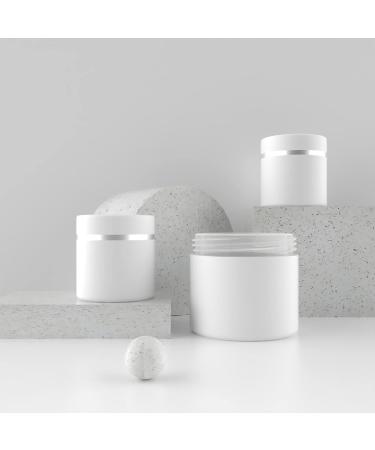 Buy Zeoabsy 6-Piece 50ml Double-Walled Plastic Cream Can Set - White Screw Cover with Silver Edge - Ideal for Gels Creams and Cosmetics - International Shipping Available - Buy Online on GoSupps.com