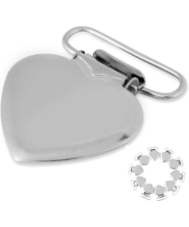 10pcs Silver Metal Peach Heart Suspender Braces Clips Holder with Plastic Teeth - Adjustable & Durable Accessories for Fashion Styling - Buy Online on GoSupps.com