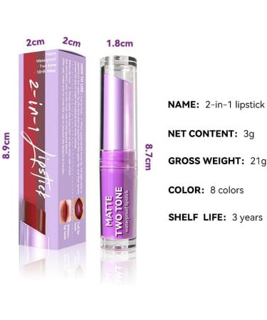 SLYHHZHMY 2in1 Two Tone lipstick shimmering matte lip color nourishes and hydrates for a long time 4 - Buy Online on GoSupps.com