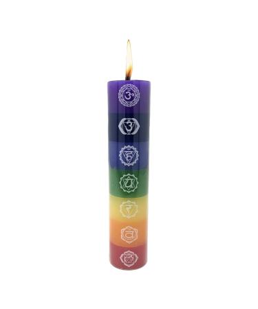 Chakra Candle 7 Symbols Multi-Color 9 Inches
