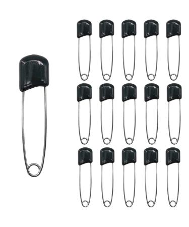Ruidee 50 Pcs Diaper Pins Nappy Pins Plastic Head Safety Pins with Safe Locking (Black)