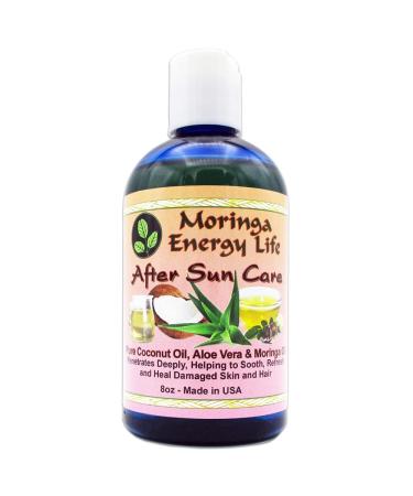 Moringa Energy Life After Sun Care Oil 8 oz Soothes Skin from Sun Exposure with Coconut Oil Aloe Vera Juice Moringa Oil for Skin and Hair