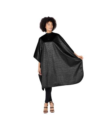 Betty Dain Alligator Hide Bleach-proof Multi Purpose Coloring/Styling Cape, Textured Surface, Secure Snap Closure at Neck, Generous Size, Machine Washable, Lightweight Polyester, Black, 45 x 60