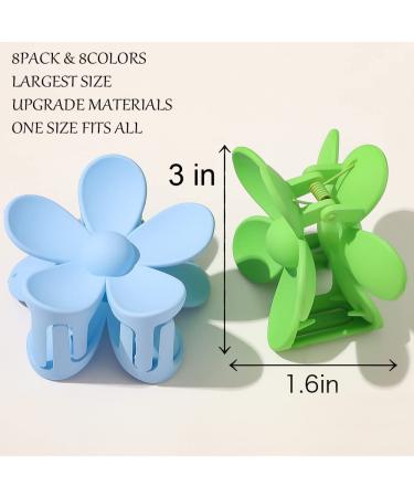 8PCS Large Flower Hair Claw Clips for Women Girls - Non Slip Strong Hold - Matte Finish - Ideal for Thick & Thin Hair - 8 Colors Multicolor Green Pink Ros - Buy Online on GoSupps.com