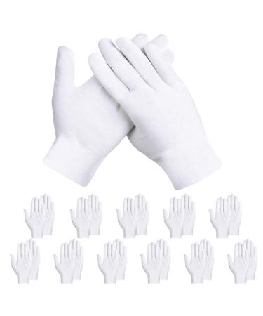 Rovtop White Gloves,12 Pairs Gloves for Dry Hands Eczema Hand Moisturizing, Sleeping Hand Mask Lotion Gloves Medium