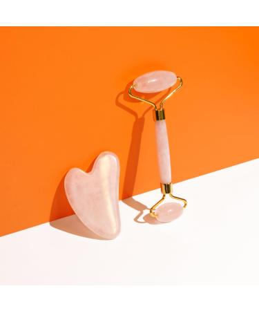 CHADO Roller & Gua Sha Set - Genuine Rose Quartz Facial Tools for Radiant Skin Drain & Sculpt | International Shipping Available - Buy Online on GoSupps.com