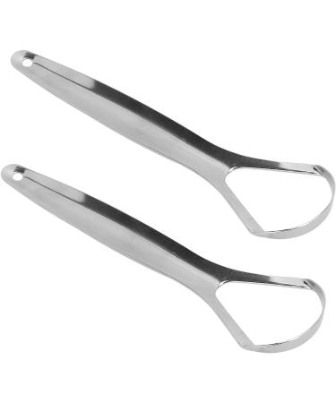 Stainless Steel Tongue Scraper Cleaner - Ergonomic Oral Hygiene Tool Easy to Clean 2 Pieces Removes Coating - Buy Online on GoSupps.com