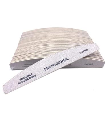 Wooden Sandpaper Nail File Professional Manicure Buffer Grey Boat Pedicure Double-Sided Wood Buffers Nail Supply (100/180 50) 100/180 50.0