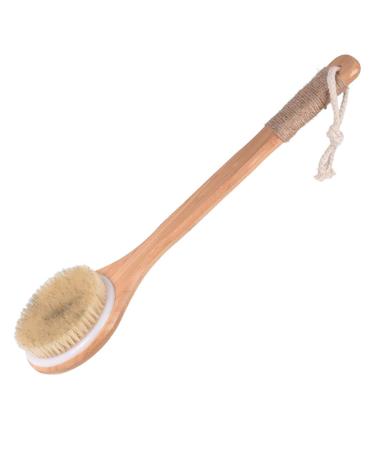 LissomPlume Bath Body Brush Soft Bristles Shower Back Scrubber with Anti Slip Long Bamboo Handle for Men Women One Size Natural Color