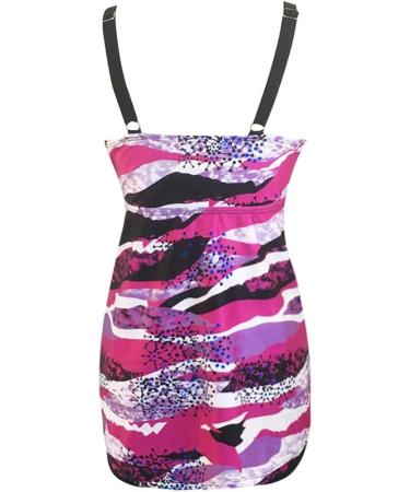 Jchen Women's Plus Size Colorful Striped Tankini Set with Tummy Control - Purple - Buy Online on GoSupps.com