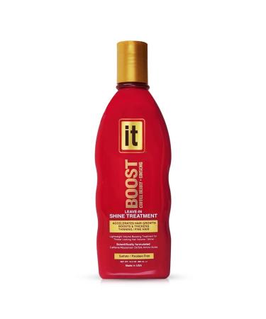 BOOST IT Leave-In Shine Treatment for Women - Accelerates Hair Growth  Thickens Thinning & Fine Hair - Infused with Caffeine  Abyssinian Oil & Silk Amino Acids - Sulfate & Paraben Free