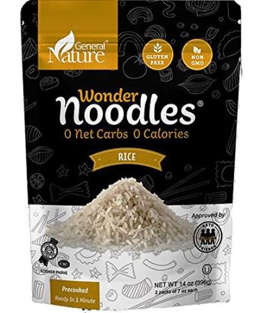 General Nature Wonder Noodles Kosher Vegan Friendly Zero- Carb Zero Calorie Noodles Ready to Eat Rice Pasta 14 Oz Bag 5 Pack 14 Ounces