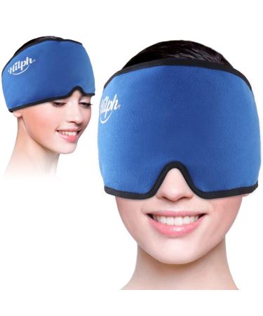 Hilph Migraine Ice Head Wrap Cold Pack for Headaches Relief Reusable Hot & Cold Therapy Head Ice Pack Wrap for Migraine Relief Puffy Eyes Chemo Tension Sinus and Stress Relief (Blue)