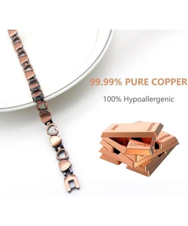 HyyMe Magnetic Bracelet for Women Copper Magnetic Bracelet for Lymphatic Drainage Heart Shape Design Adjustable Jewelry Gifts for Women. (Copper1) - Buy Online on GoSupps.com