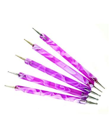 Manicure Pen 2 Way Dotting Pen Double Ended Nail Art Manicure Pedicure Dot Paint Dotting Painting Marbleizing Pen Tool Purple