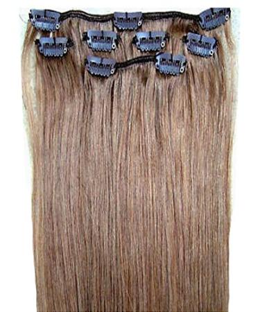 Forever Young Real Human Hair Extensions Clip In Remy Hair Half Head 40g 18" Length Ash Brown #8