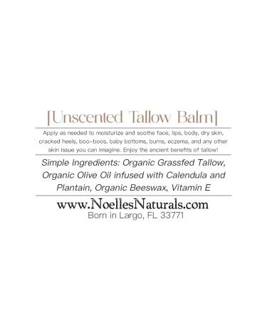Noelle's Naturals 100% Grassfed Tallow Balm (2oz) - Unscented - Fragrance Free - Paleo Skincare - Herb-Infused - Moisturizing Body Butter for Dry Skin Stretch Marks & More! - Buy Online on GoSupps.com