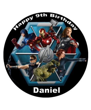 Marvel Avengers Edible Personalised Cake Topper 7.5" Edible Wafer Paper Cake Toppers Birthday Cakes Decorations