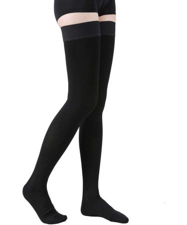 TOFLY Thigh High Compression Stockings 15-20mmHg Firm Support - Black, Small - 1 Pair - Buy Online on GoSupps.com
