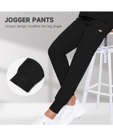 Niaahinn Classic Women's Scrub Set - Black Nursing Uniform Top & Jogger Pants - Buy Online on GoSupps.com