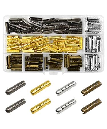 HDST-HOME 200Pcs 23mm Shoelace Aglet  4 Holes Shoe Lace Tips Head Replacement Metal Cord End Tips for Sneakers Canvas Hoodies Beach Pants DIY Repairing