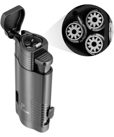 PIPITA Torch Lighter Gift Set Windproof Lighter with Punch Refillable Butane Torch Gas Lighters and Cutter (Without Gas) Grey - Buy Online on GoSupps.com