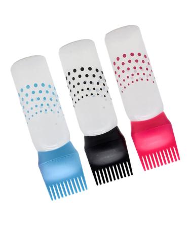 PLAFOPE 3pcs Salon Hair Dye Bottle Hair Root Applicator Bottle Hair Dying Bottles Hair Styling Tools Hair Color Brush Applicator Hair Oiling Bottle Hair Dye Brush Filling Comb
