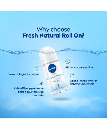 Underarm Roll On Fresh Natural 50ml | 48H Smooth & Beautiful Underarms | Alcohol-Free | Women's Deodorant - Buy Online on GoSupps.com