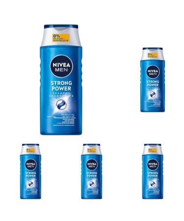Nivea Men Strong Power Shampoo strong hair shampoo without silicones and microplastics men shampoo with marine minerals and pH-optimized formula (250 ml) (pack with 5) 250 ml (5-pack)